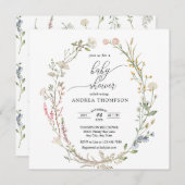 ワイルドフラワー赤ちゃんシャワー 招待状 (正面/裏面)