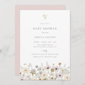 ワイルドフラワー赤ちゃんシャワー 招待状 (正面/裏面)