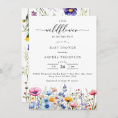 ワイルドフラワー赤ちゃんシャワー 招待状 (正面/裏面)