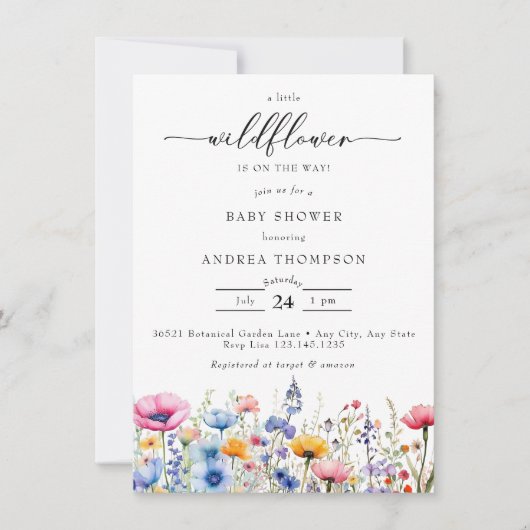 ワイルドフラワー赤ちゃんシャワー 招待状 (正面)