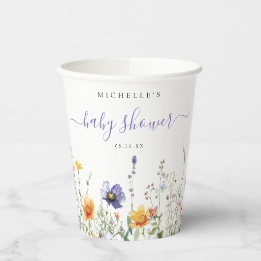 ワイルドフラワー赤ちゃんシャワー 紙コップ (左)