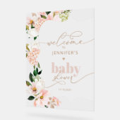 ワイルドフラワー赤面ピンクベイシャワーへようこそ アクリルサイン (傾斜)