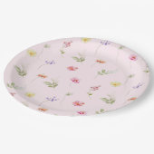 ワイルドフラワー赤面ピンクベビーイン開花ベビーシャワー ペーパープレート (アングル)