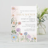ワイルドフラワー赤面フローラ水彩エレガントブライダル 招待状 (スタンド正面)