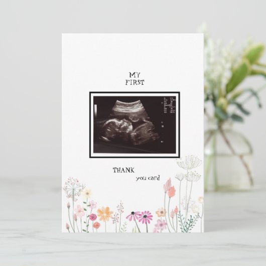 ワイルドフラワー超音波写真ありがとうございまおもしろいす サンキューカード (スタンド正面)