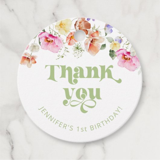 ワイルドフラワー野生の一感謝してい歳の誕生日 フェイバータグ (正面)