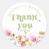 ワイルドフラワー野生の誕生日感謝していあなた ラウンドシール (正面)