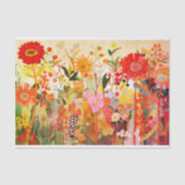 ワイルドフラワー金ゴールドオレン絵画ジ抽象芸術のデコパージュ 薄葉紙 (正面)