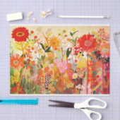 ワイルドフラワー金ゴールドオレン絵画ジ抽象芸術のデコパージュ 薄葉紙 (クラフト)