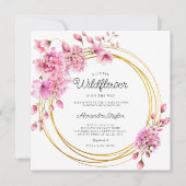 ワイルドフラワー金ゴールドサークル幾何学赤ちゃん女の子シャワー 招待状 (正面)