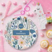 ワイルドフラワー開花の葉パステルブルーピンクメドウ ペーパープレート (パーティー)