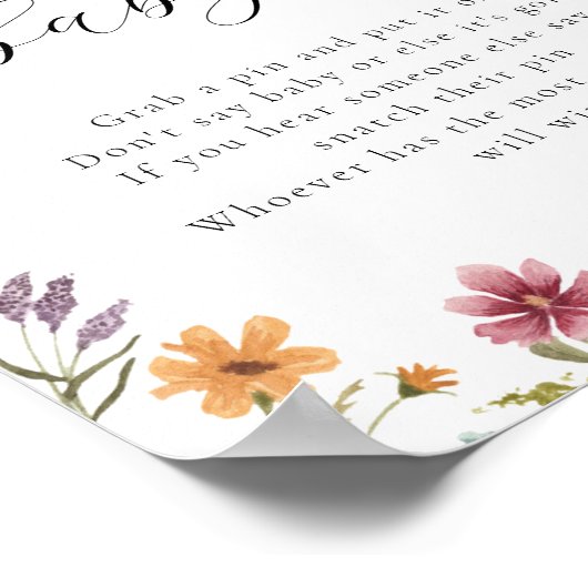 ワイルドフラワー開花はベビーゲームのサインを言わない ポスター (角)