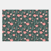 ワイルドフラワー開花シンプルピンクグリーンスウィートシック ラッピングペーパーシート (正面2)