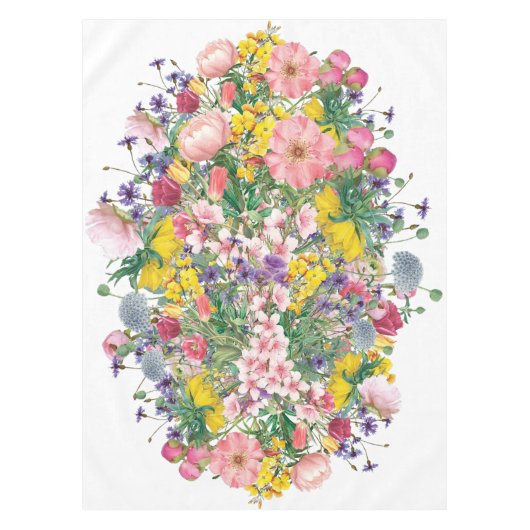 ワイルドフラワー開花センターピース植物学スタイル テーブルクロス (正面)