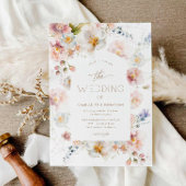 ワイルドフラワー開花フォト結婚式招待状 招待状