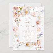 ワイルドフラワー開花フォト結婚式招待状 招待状 (正面)
