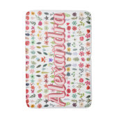 ワイルドフラワー開花フォークシーフォークアートガールズルームデコル バスマット (正面縦)