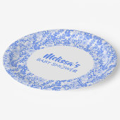 ワイルドフラワー開花フローラベビーシャワーカスタムBLue ペーパープレート (アングル)