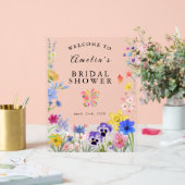 ワイルドフラワー開花ブライダルシャワー アクリルサイン (ウェディング)