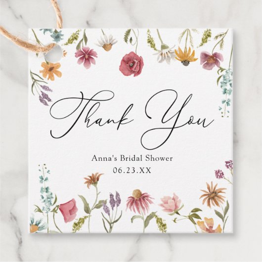 ワイルドフラワー開花ブライダルシャワー フェイバータグ (正面)