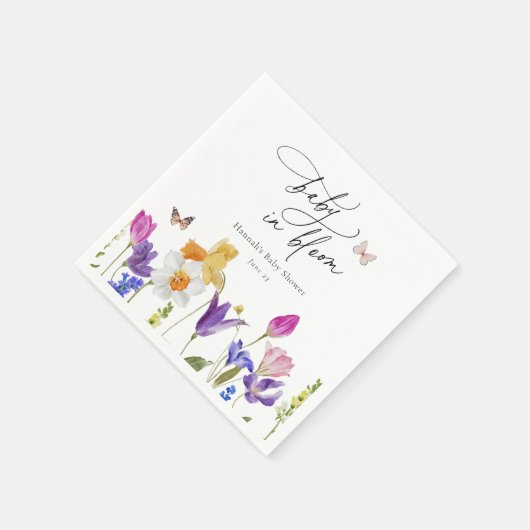 ワイルドフラワー開花ベビシャワーナプキンス スタンダードカクテルナプキン (角)