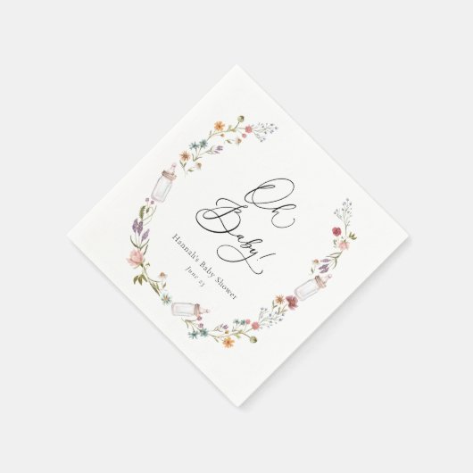 ワイルドフラワー開花ベビーシャワーオベビーナプキンス スタンダードカクテルナプキン (角)