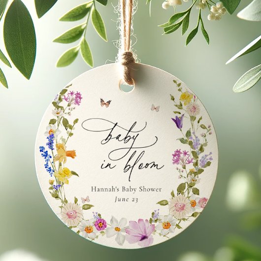 ワイルドフラワー開花ベビーシャワー フェイバータグ