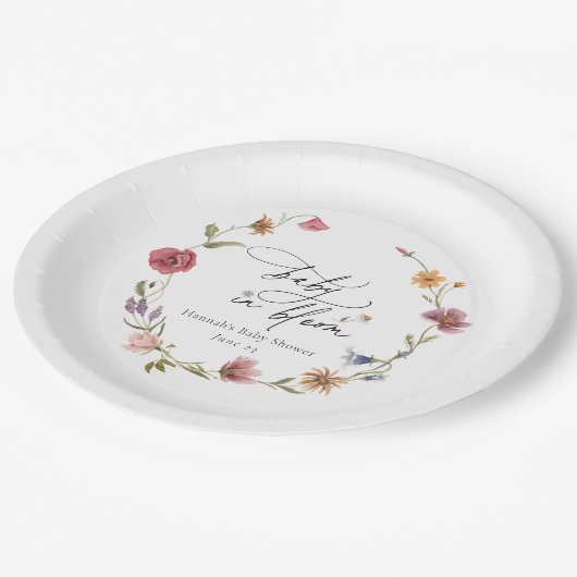 ワイルドフラワー開花ベビーシャワー ペーパープレート (アングル)