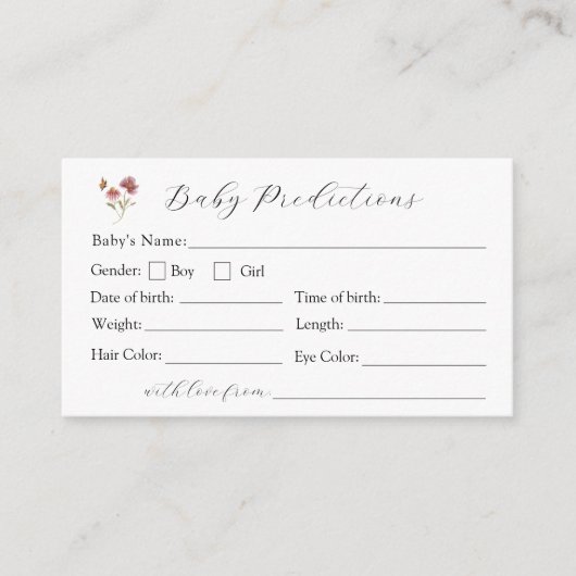 ワイルドフラワー開花ベビー予測カード エンクロージャーカード (正面)