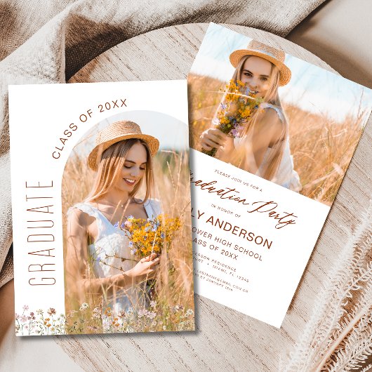 ワイルドフラワー開花卒業パーティーアーチ写真 招待状