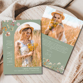 ワイルドフラワー開花卒業写真ありがとう サンキューカード