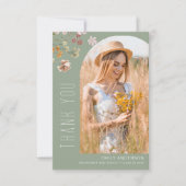 ワイルドフラワー開花卒業写真ありがとう サンキューカード (正面)