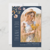 ワイルドフラワー開花卒業写真ありがとう 招待状 (正面)