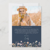 ワイルドフラワー開花卒業写真ありがとう 招待状 (裏面)