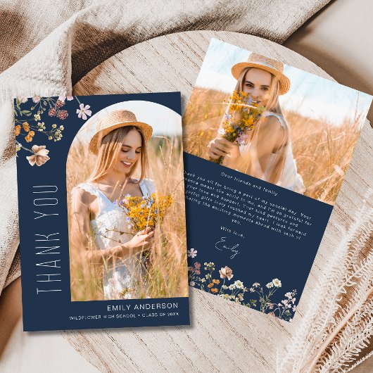 ワイルドフラワー開花卒業写真ありがとう 招待状