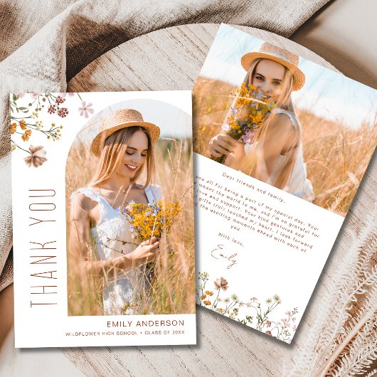 ワイルドフラワー開花卒業写真ありがとう 招待状