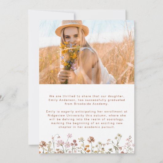 ワイルドフラワー開花卒業写真の発表 案内状 (裏面)