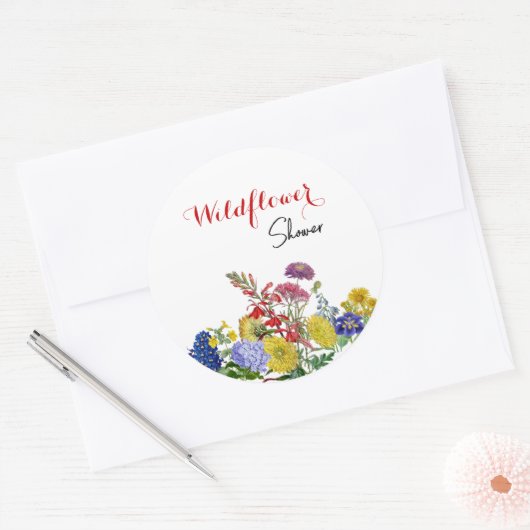 ワイルドフラワー開花水彩フローラブライダルシャワー ラウンドシール (封筒)