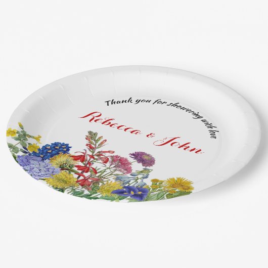 ワイルドフラワー開花水彩フローラベビーシャワー ペーパープレート (アングル)