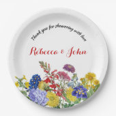 ワイルドフラワー開花水彩フローラベビーシャワー ペーパープレート (正面)