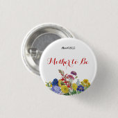 ワイルドフラワー開花水彩フローラベビーシャワー 缶バッジ (正面&裏面)