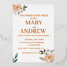 ワイルドフラワー開花 箔招待状