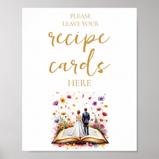 ワイルドフラワー離れのレシピカードここにサイン ポスター (正面)
