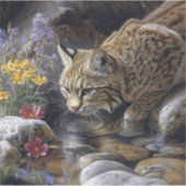 ワイルドフラワー風光明媚な芸術とボブキャット シール (正面)