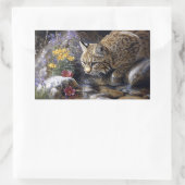 ワイルドフラワー風光明媚な芸術とボブキャット 長方形シール (バッグ)