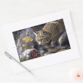 ワイルドフラワー風光明媚な芸術とボブキャット 長方形シール (封筒)