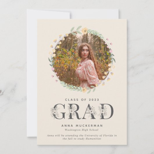 ワイルドフラワー高校の卒業発表 案内状 (正面)