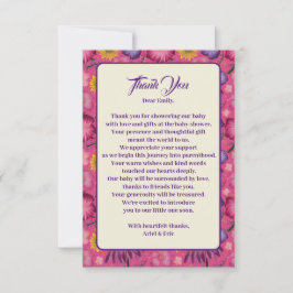 ワイルドフラワー魅力的ピンクの赤ちゃんシャワー サンキューカード