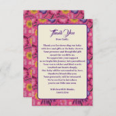 ワイルドフラワー魅力的ピンクの赤ちゃんシャワー サンキューカード (正面/裏面)