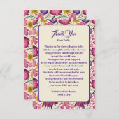 ワイルドフラワー魅力的ピンクの赤ちゃんシャワー サンキューカード (正面/裏面)